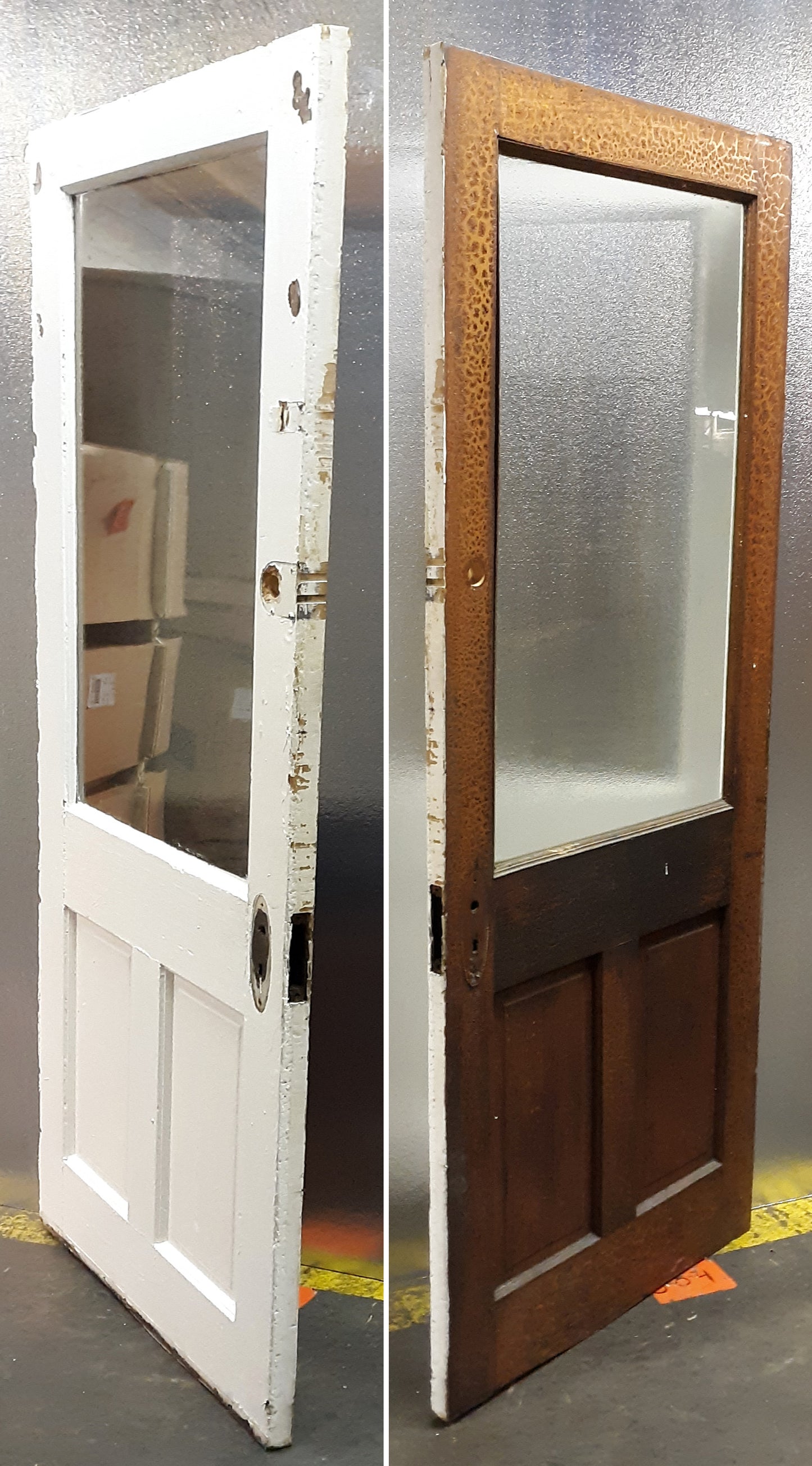 32"x78" Antique Vintage Old Reclaimed Salvaged SOLID Wood Wooden Entry Door Window Wavy Glass