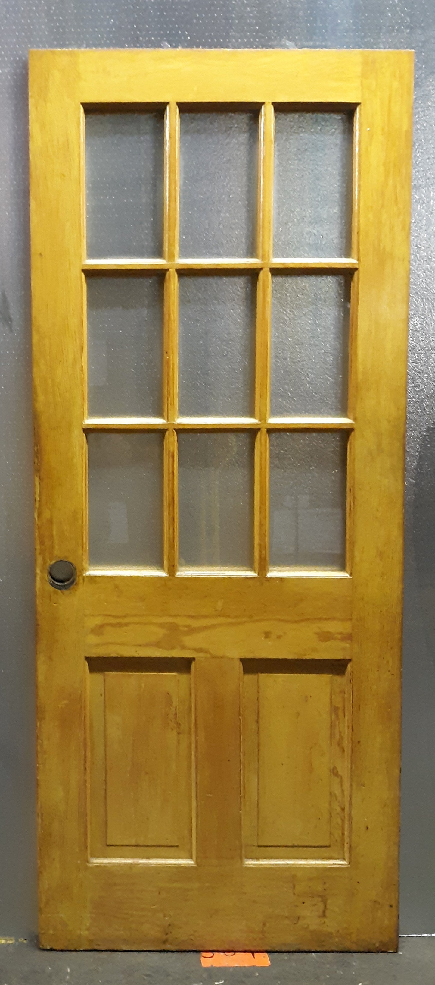 32"x79" Antique Vintage Old Reclaimed Salvaged SOLID Wood Wooden Exterior Entry Door Window Wavy Glass