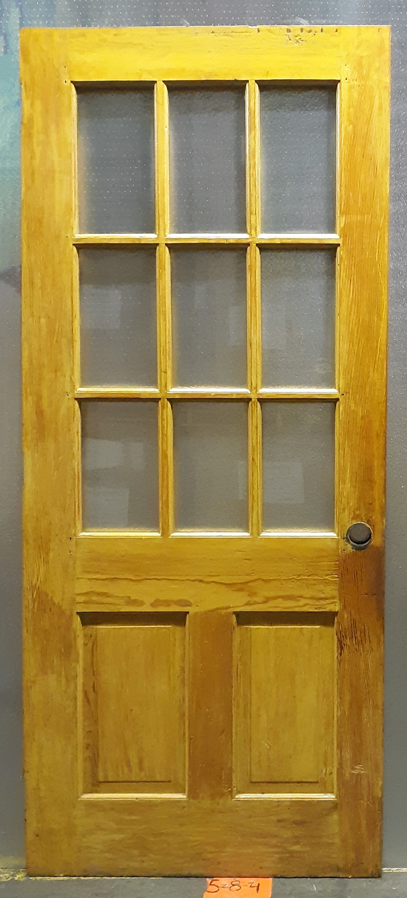 32"x79" Antique Vintage Old Reclaimed Salvaged SOLID Wood Wooden Exterior Entry Door Window Wavy Glass