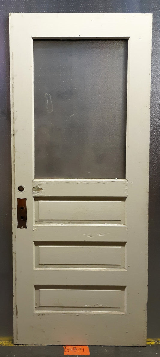 31.5x80" Antique Vintage Old Reclaimed Salvaged SOLID Wood Wooden Entry Door Window Wavy Glass