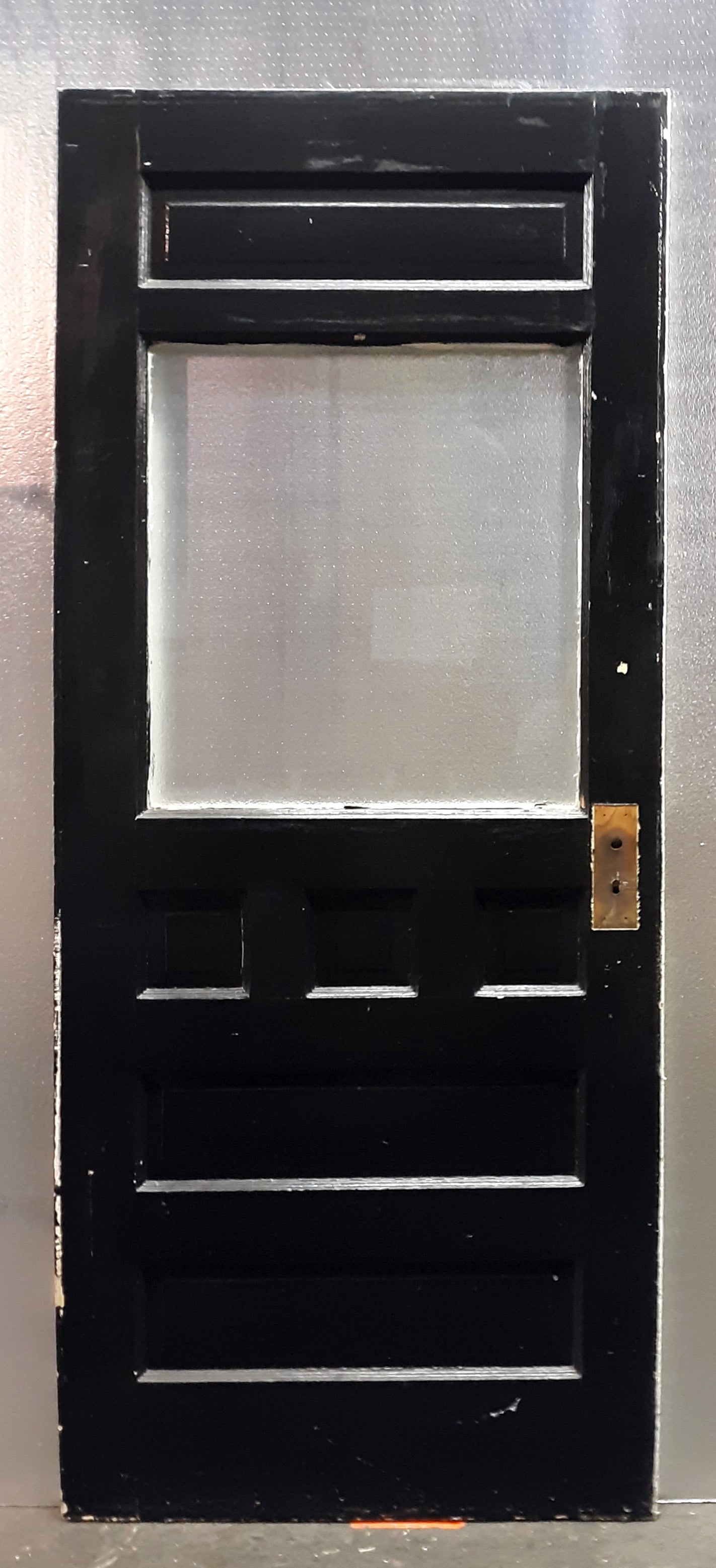 2 available 32"x79.5" Antique Vintage Old Reclaimed Victorian Salvaged SOLID Wood Wooden Entry Door 6 Raised Panels Wavy Glass