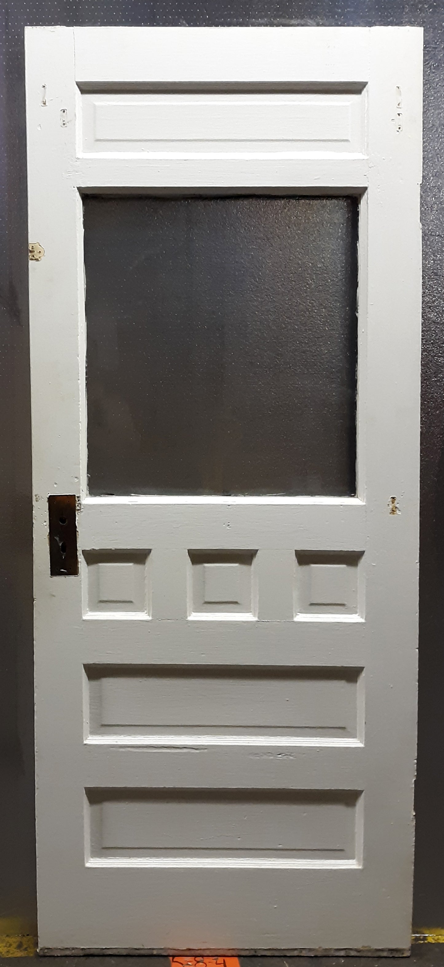 2 available 32"x79.5" Antique Vintage Old Reclaimed Victorian Salvaged SOLID Wood Wooden Entry Door 6 Raised Panels Wavy Glass