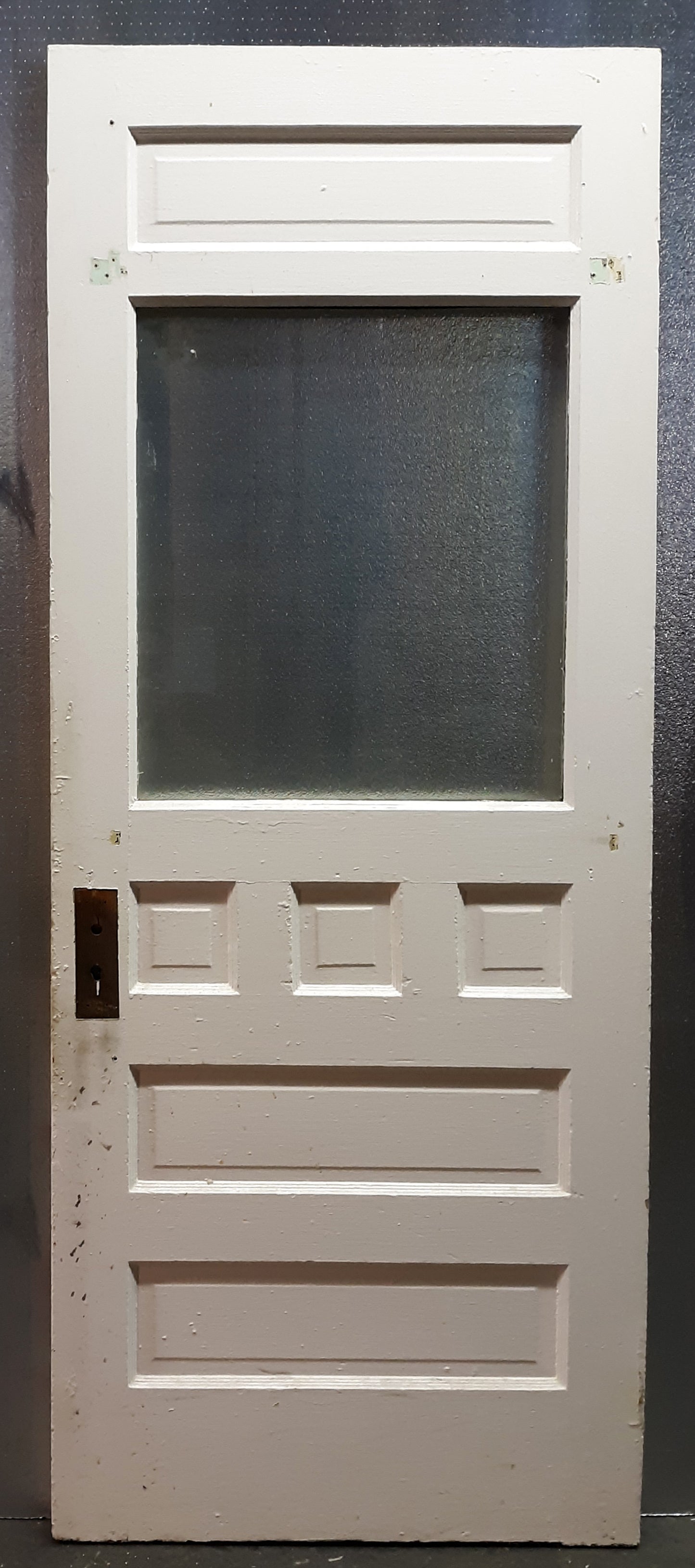 2 available 32"x79.5" Antique Vintage Old Reclaimed Victorian Salvaged SOLID Wood Wooden Entry Door 6 Raised Panels Wavy Glass