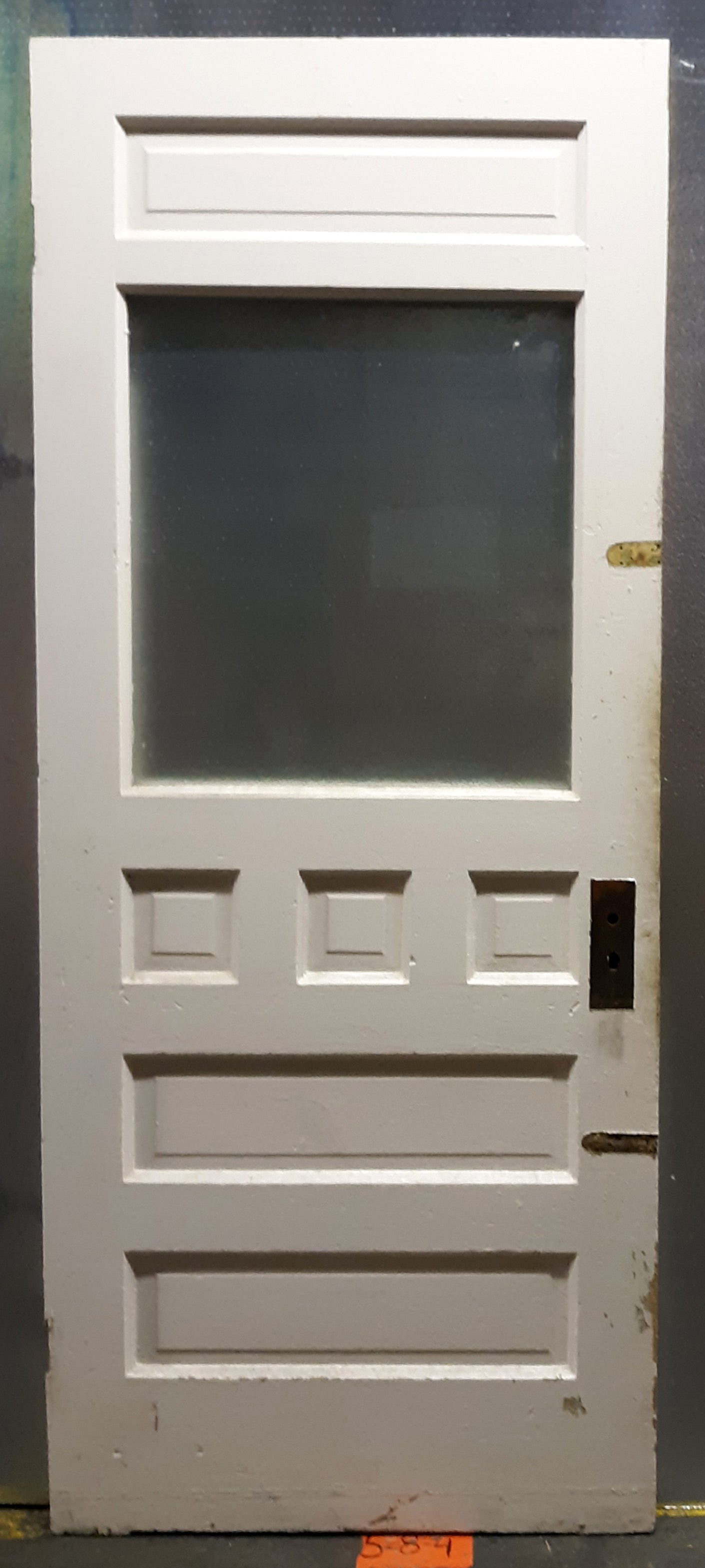 2 available 32"x79.5" Antique Vintage Old Reclaimed Victorian Salvaged SOLID Wood Wooden Entry Door 6 Raised Panels Wavy Glass