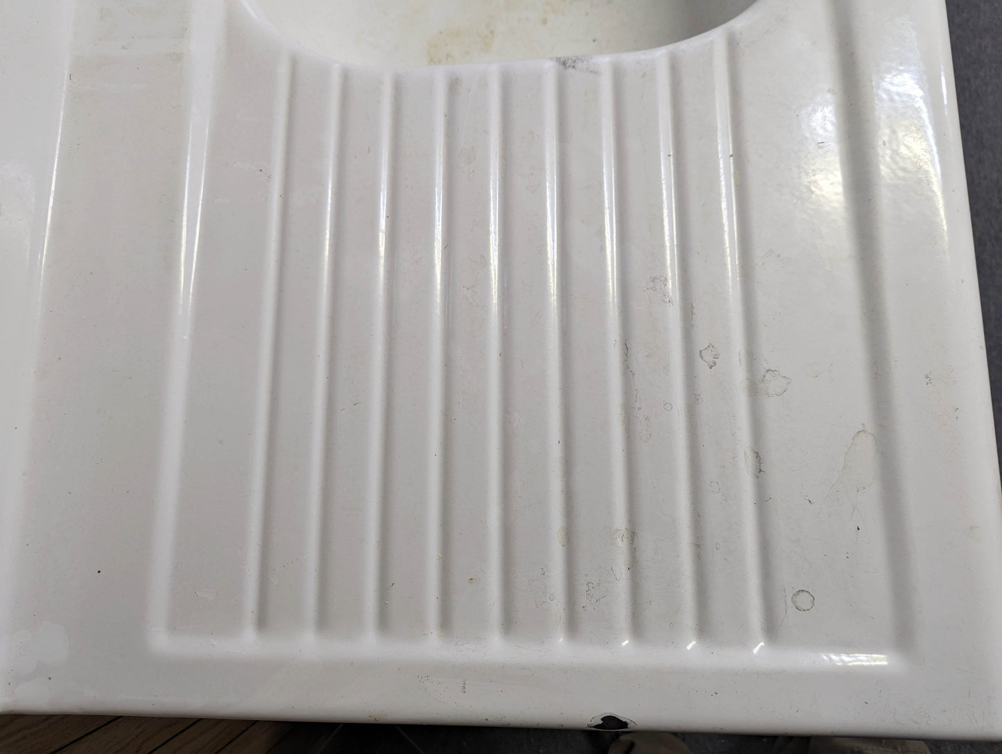 54"W Vintage Antique Old Porcelain Steel Single Basin Double Washboard Farm Farmhouse Sink Metal Cabinet