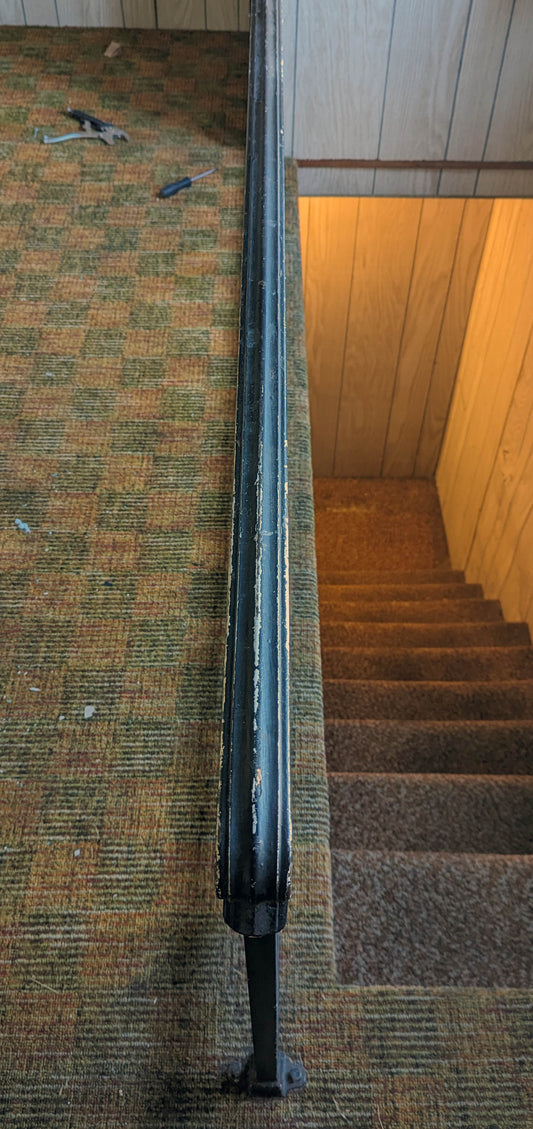 84" Vintage Antique Old Salvaged Reclaimed Steel Wrought Iron Metal Handrail Porch Balcony Interior Exterior Garden Railing