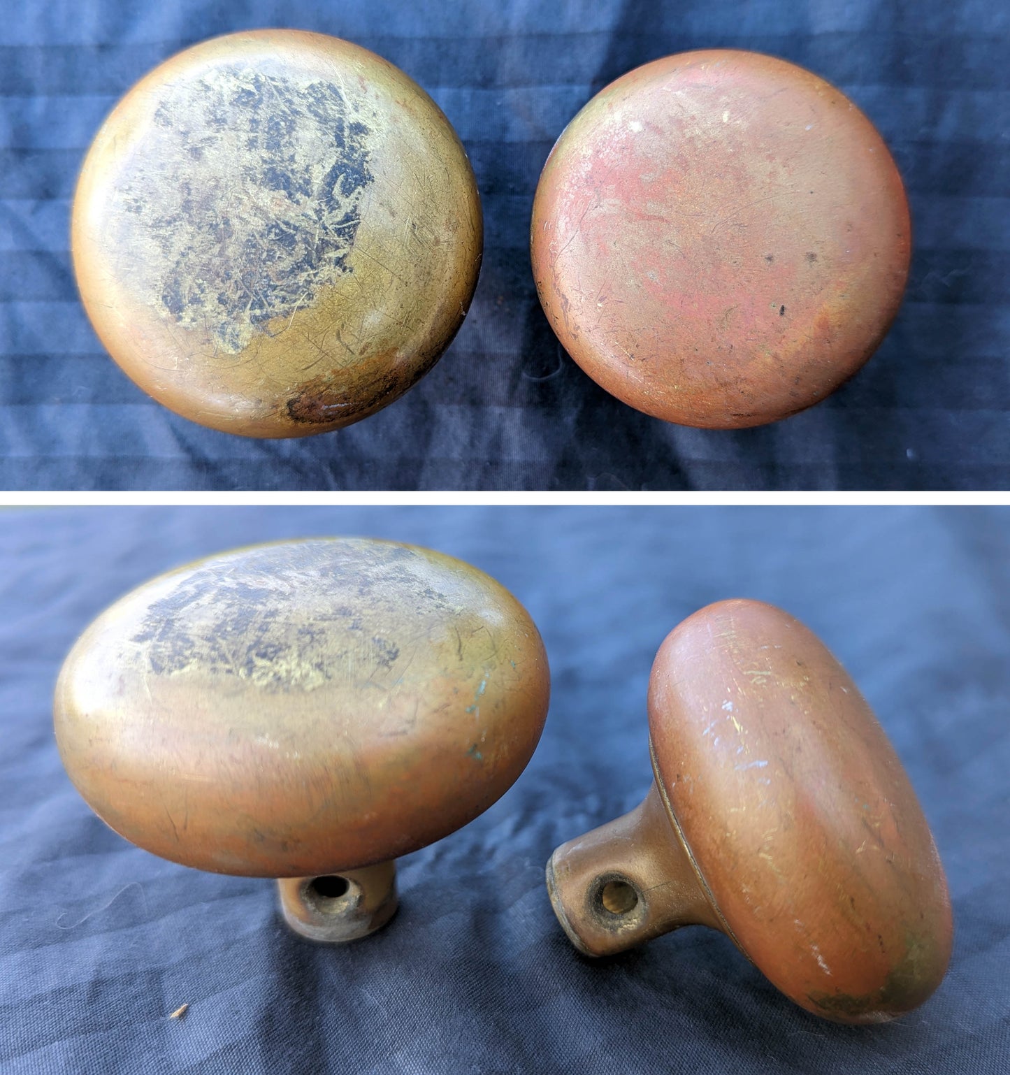 Antique Vintage Old Salvaged Reclaimed "Penn" Exterior Entry Commercial grade Door Set Bronze Brass Knob Plate Lock Lockset Key