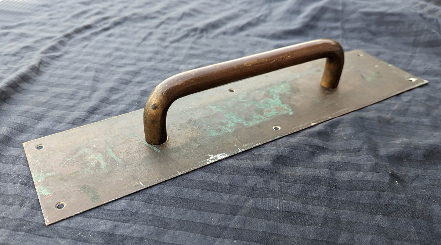 4"x16" Antique Vintage Old Reclaimed Salvaged SOLID Cast Bronze Entry Exterior Door Handle Pull Plate