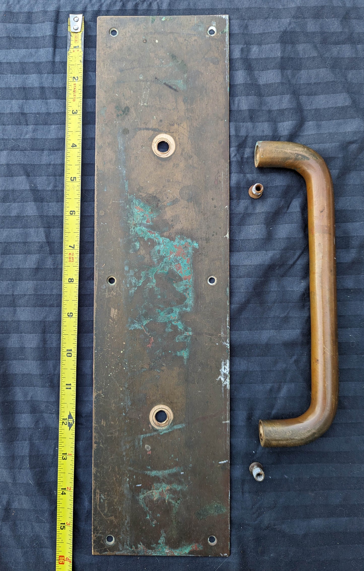 4"x16" Antique Vintage Old Reclaimed Salvaged SOLID Cast Bronze Entry Exterior Door Handle Pull Plate