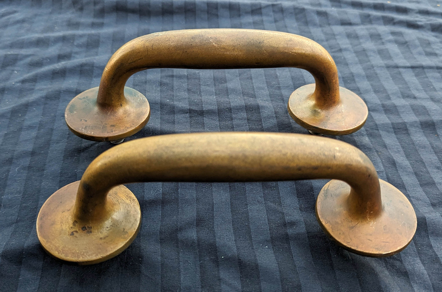 HEAVY! Pair 7.5" Antique Vintage Old Reclaimed Salvaged SOLID Cast Bronze Entry Exterior Door Handles Pulls