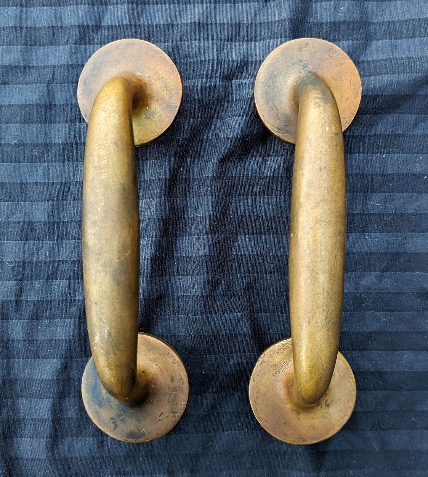 HEAVY! Pair 7.5" Antique Vintage Old Reclaimed Salvaged SOLID Cast Bronze Entry Exterior Door Handles Pulls