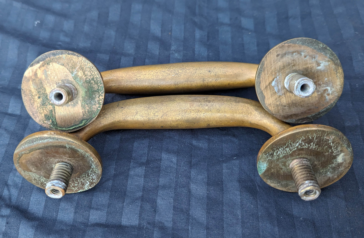 HEAVY! Pair 7.5" Antique Vintage Old Reclaimed Salvaged SOLID Cast Bronze Entry Exterior Door Handles Pulls