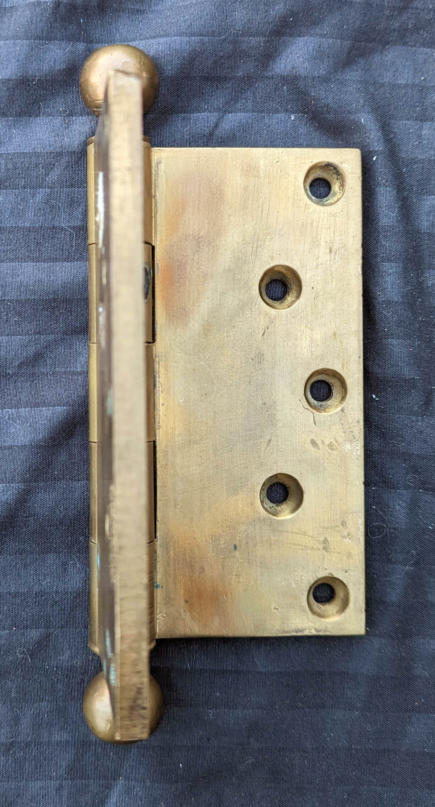 Pair 5"x5" Antique Vintage Old Reclaimed Salvaged "Sargent" Bronze Exterior Entry Door Ball Tip Finial Hinges