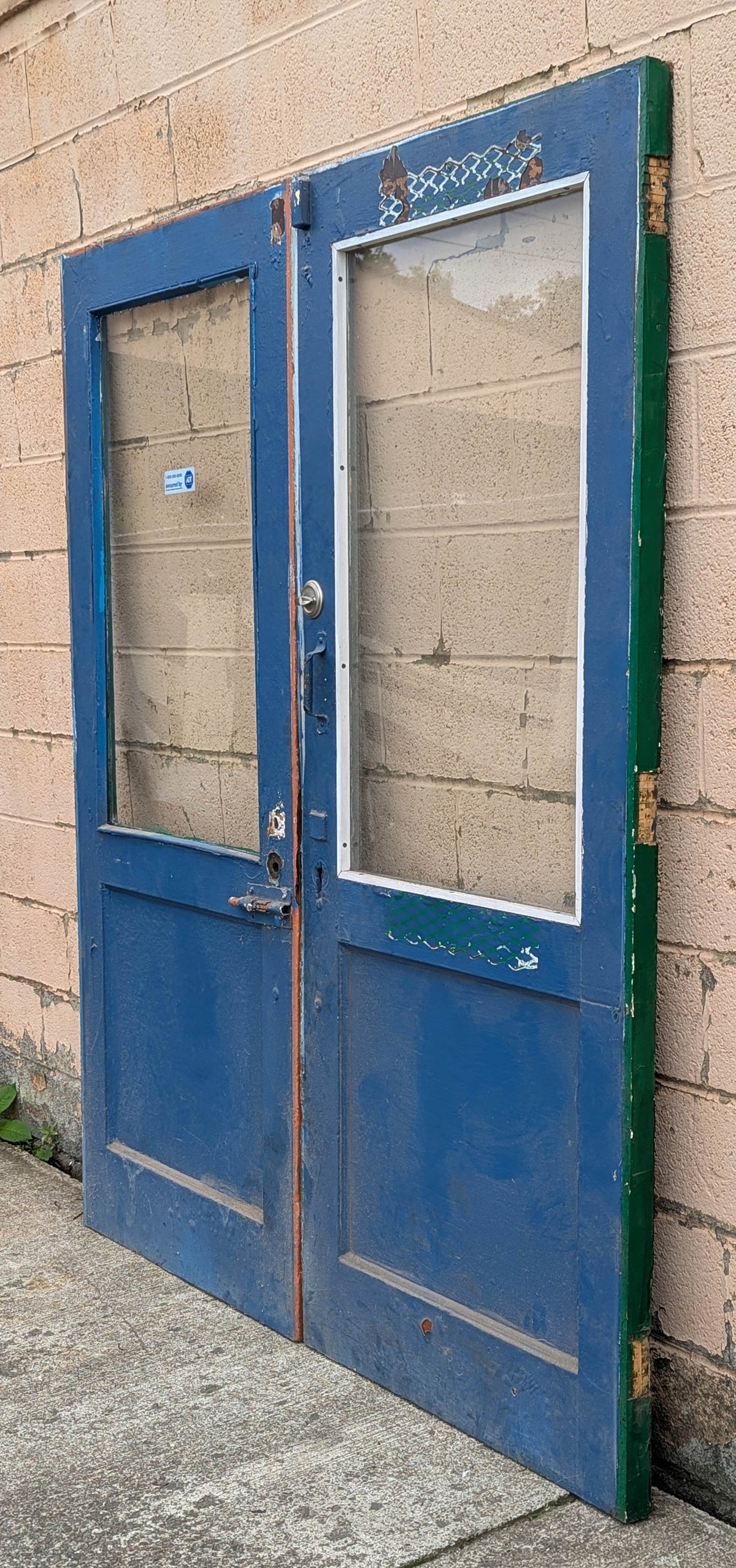 2 available 36"x82"x1.75" Antique Vintage Old Reclaimed Salvaged Wood Wooden Entry Exterior Door Half Length Window Tempered Glass Pane Lite Panel Hardware