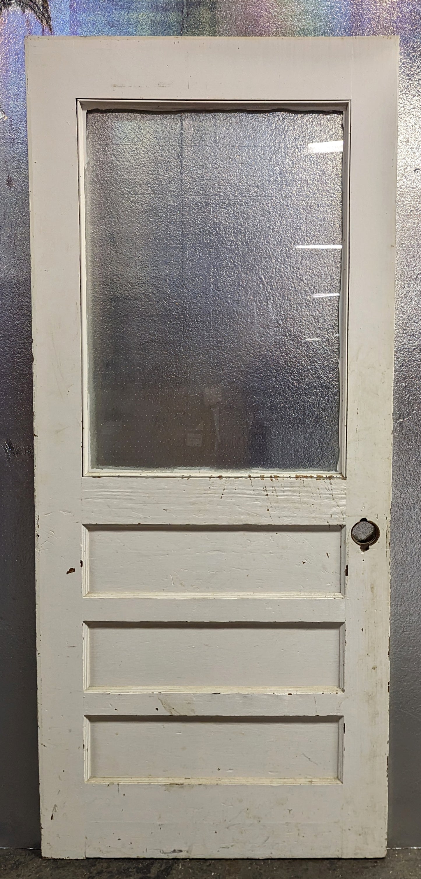 32"x80" Antique Vintage Old Reclaimed Salvaged SOLID Wood Wooden Entry Door Window Wavy Glass