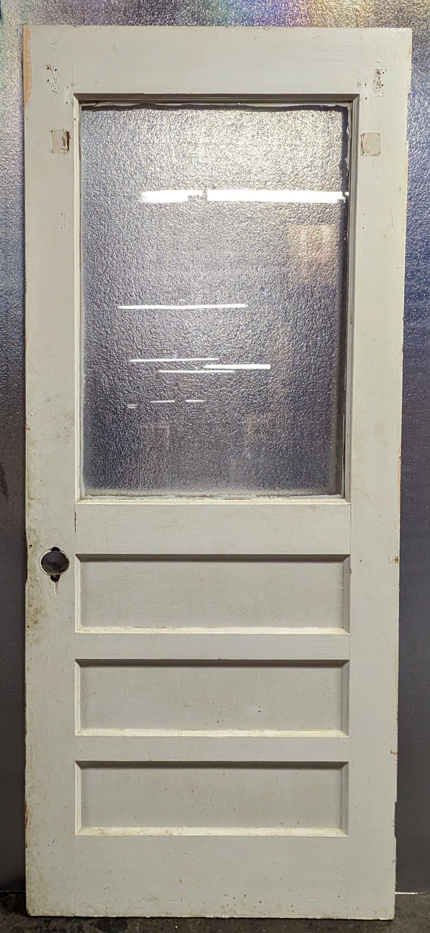 32"x80" Antique Vintage Old Reclaimed Salvaged SOLID Wood Wooden Entry Door Window Wavy Glass