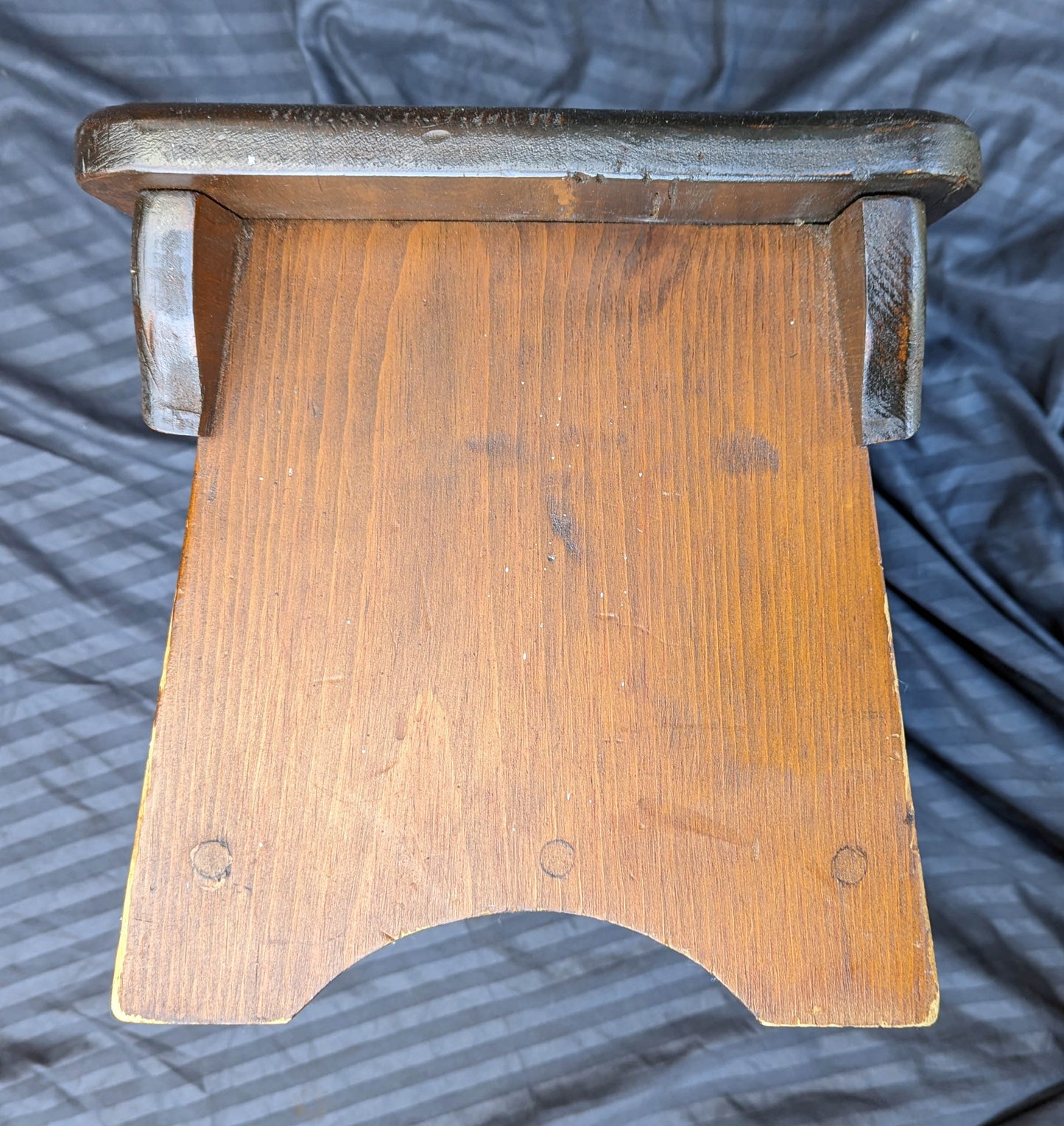 Small Vintage Antique Old Homemade Handmade Solid Pine Wood Wooden Table Foot Step Stool Plant Stand Side Accent Chair Seat Garden Bench