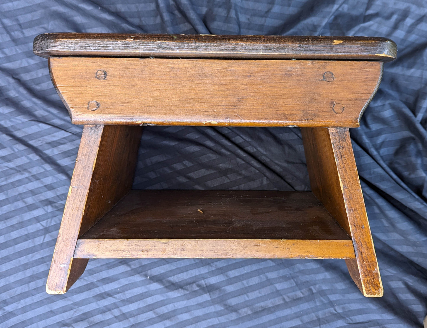 Small Vintage Antique Old Homemade Handmade Solid Pine Wood Wooden Table Foot Step Stool Plant Stand Side Accent Chair Seat Garden Bench