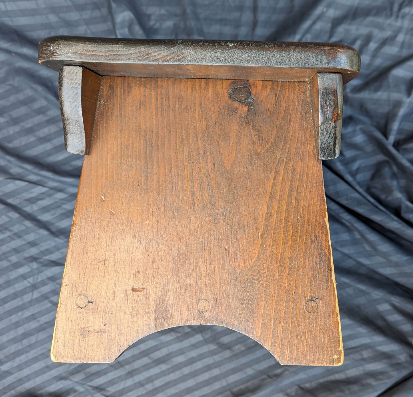 Small Vintage Antique Old Homemade Handmade Solid Pine Wood Wooden Table Foot Step Stool Plant Stand Side Accent Chair Seat Garden Bench
