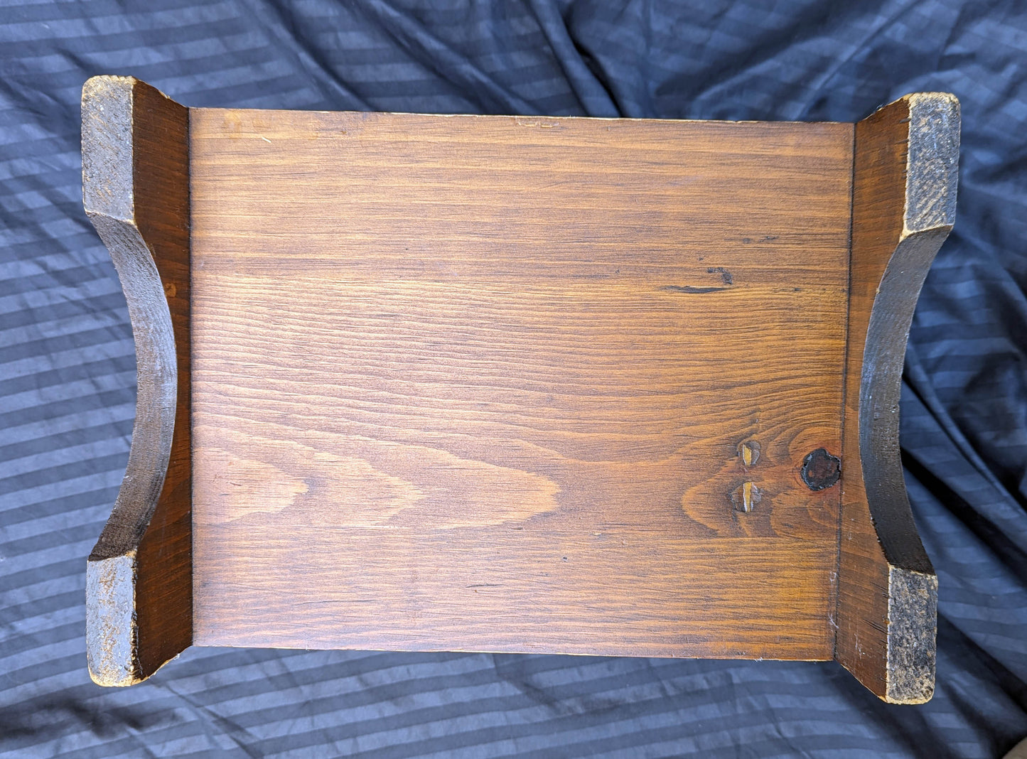 Small Vintage Antique Old Homemade Handmade Solid Pine Wood Wooden Table Foot Step Stool Plant Stand Side Accent Chair Seat Garden Bench