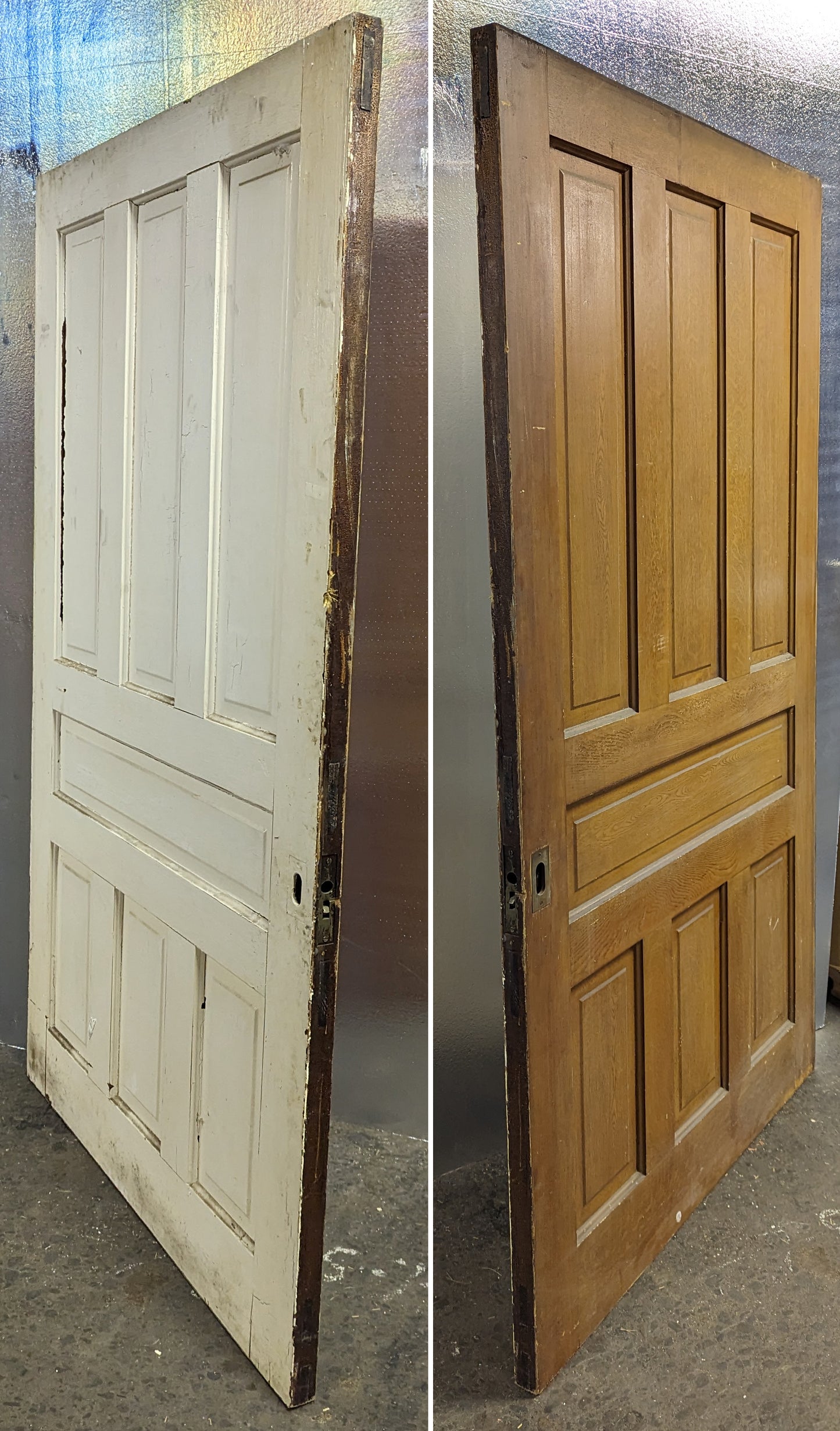 46"x81.5"x1.75" Antique Vintage Old Reclaimed Salvaged Victorian Wood Wooden Sliding Pocket Door Panels