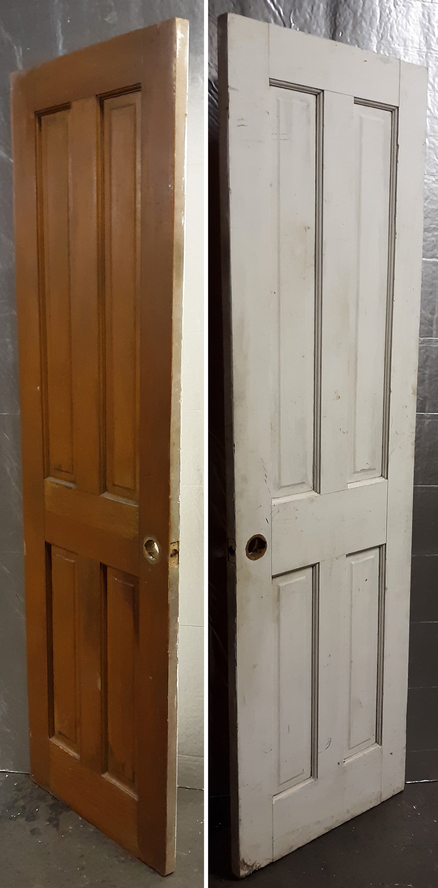24"x78" Antique Vintage Old Reclaimed Salvaged Victorian SOLID Wood Wooden Interior Door 4 Panels