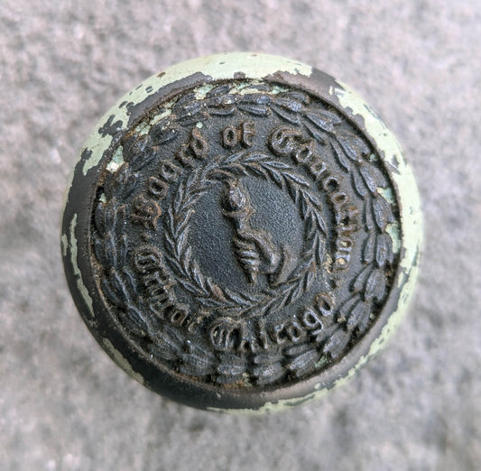 Single Antique Vintage Old "City of Chicago Board of Education" SOLID Brass Doorknob Door Knob Handle
