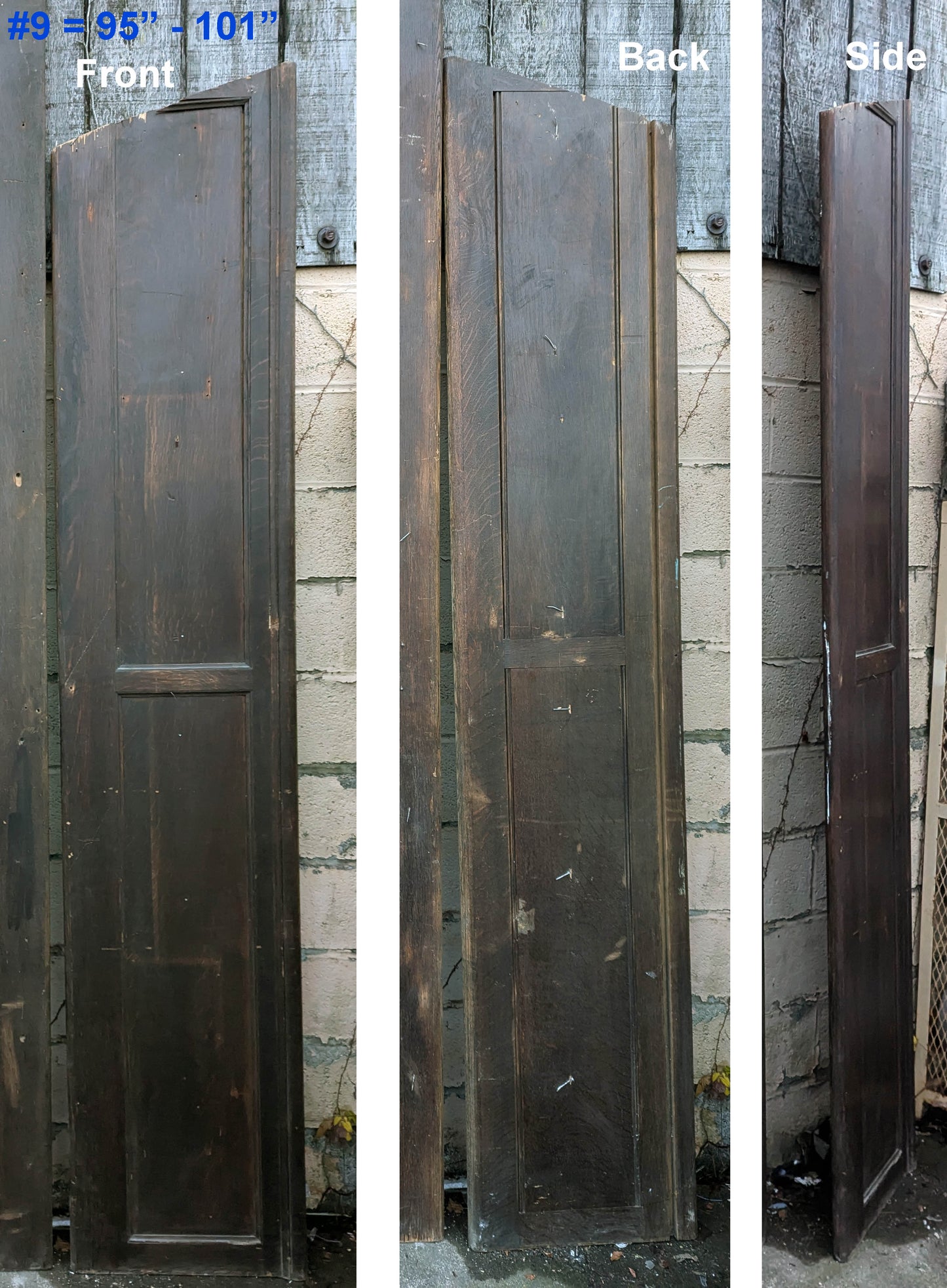 Lot of 9 Antique Vintage Old 8FT 20"W SOLID Riftsawn Oak Wall Panel Church Pew Back Boards Planks Closet Doors Wainscoting