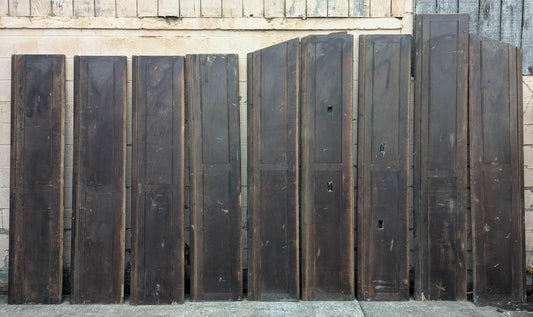 Lot of 9 Antique Vintage Old 8FT 20"W SOLID Riftsawn Oak Wall Panel Church Pew Back Boards Planks Closet Doors Wainscoting