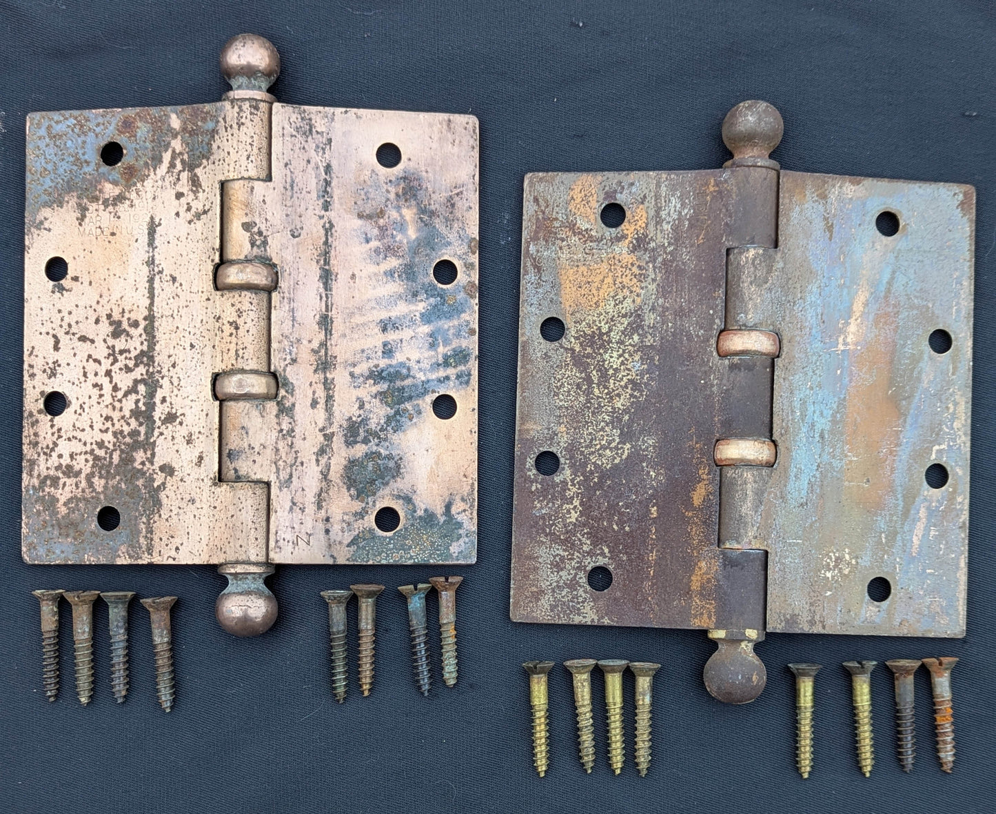 2 Pairs available 5"x5" Antique Vintage Old Reclaimed Salvaged "Stanley" SW Steel Bronze Ball Bearing Exterior Entry Door Hinges
