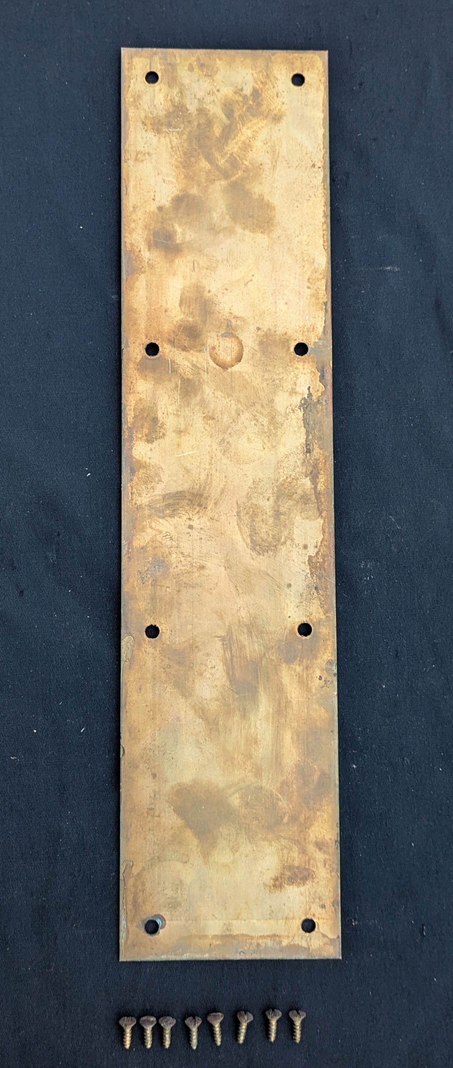 3.5"x15" Antique Vintage Old Salvaged Reclaimed SOLID Bronze Patina Swinging Door Push Plate w/Screws