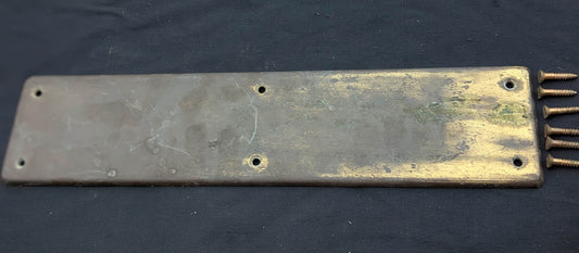 3.5"x15" HEAVY! 3 lbs Antique Vintage Old Reclaimed Salvaged SOLID Cast Brass Patina Swinging Door Push Cover Plate Escutcheon