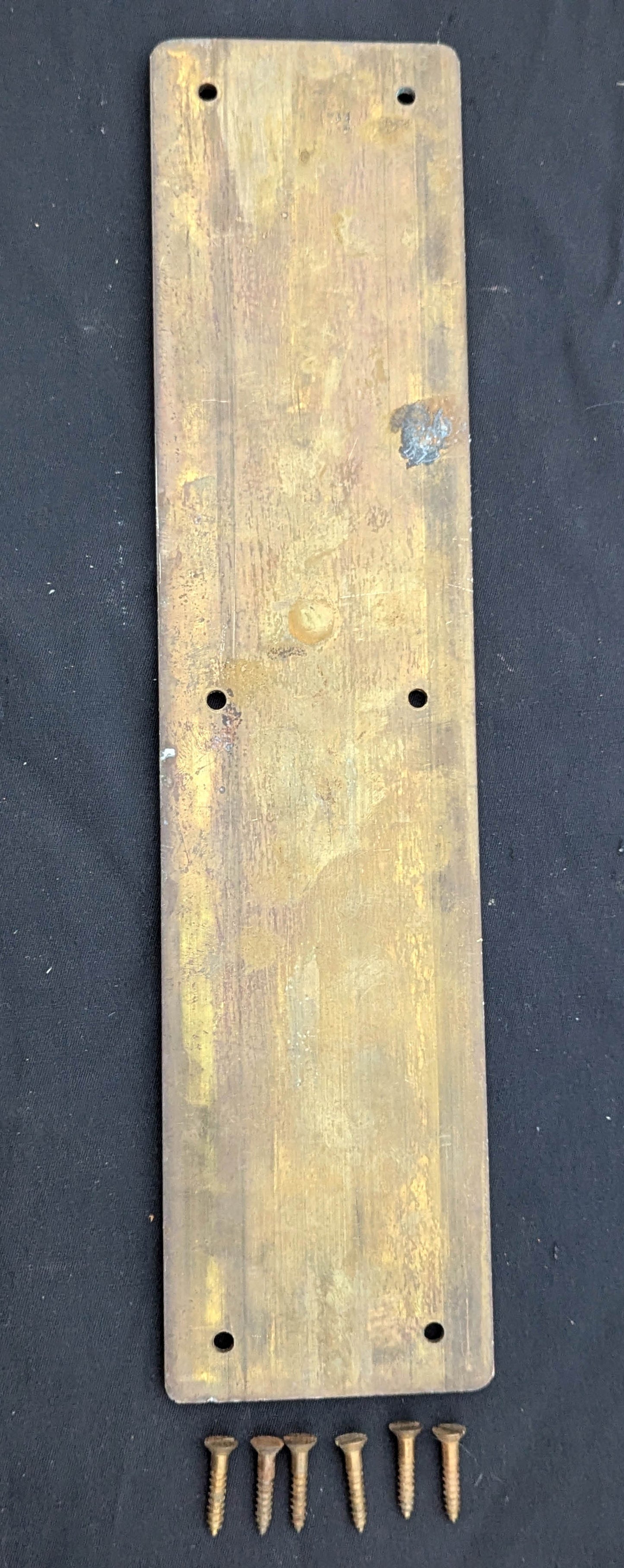 3.5"x15" HEAVY! 3 lbs Antique Vintage Old Reclaimed Salvaged SOLID Cast Brass Patina Swinging Door Push Cover Plate Escutcheon