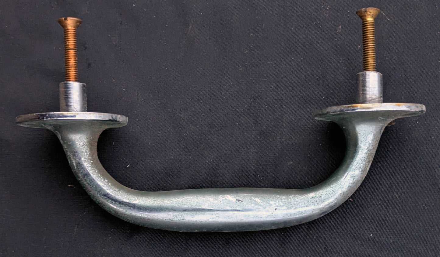 HEAVY! 7.5" Antique Vintage Old Reclaimed Salvaged Art Deco Chrome plated SOLID Cast Brass Door Handle Pull