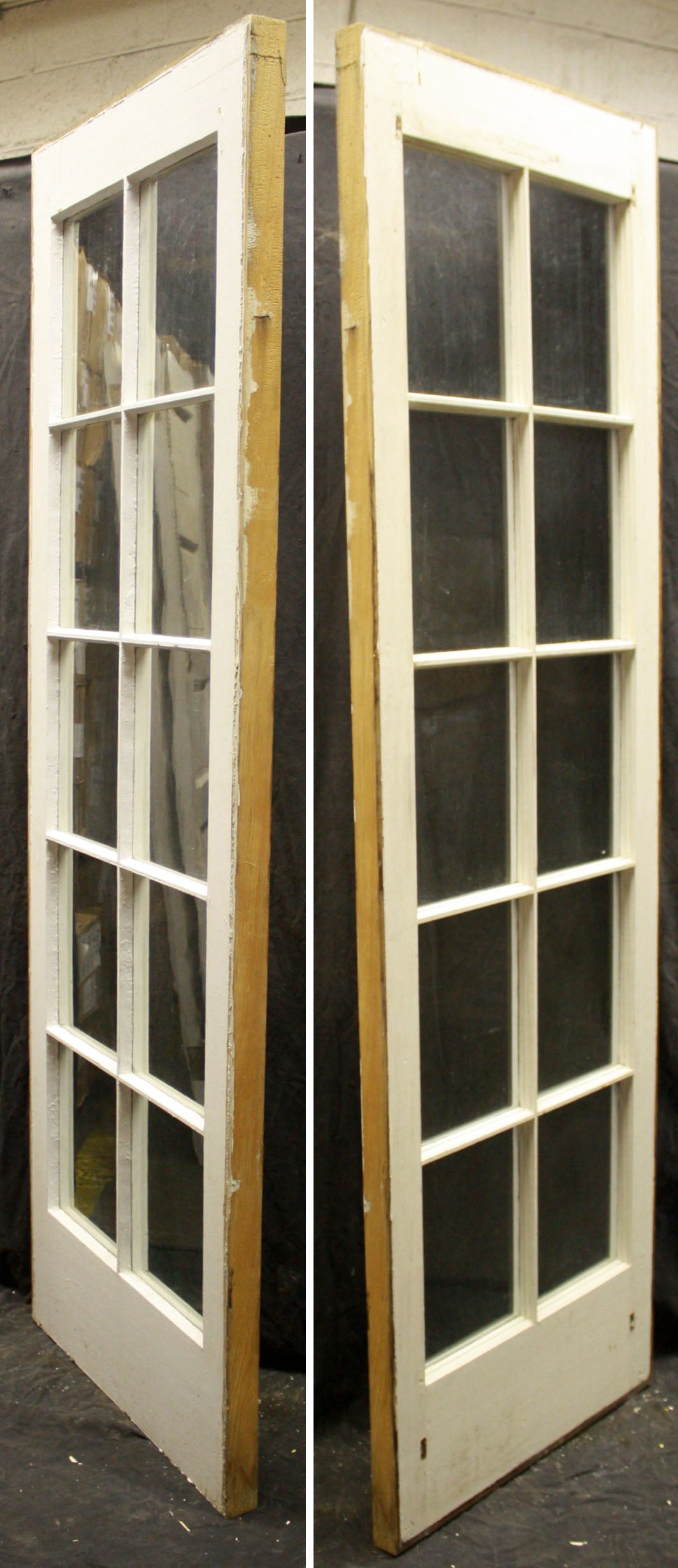 Pair 26.5"x84"x1.75" Antique Vintage Old Salvaged Reclaimed Solid Wooden Wood Sidelite Side Lite Doors French Exterior Entrance Window Glass