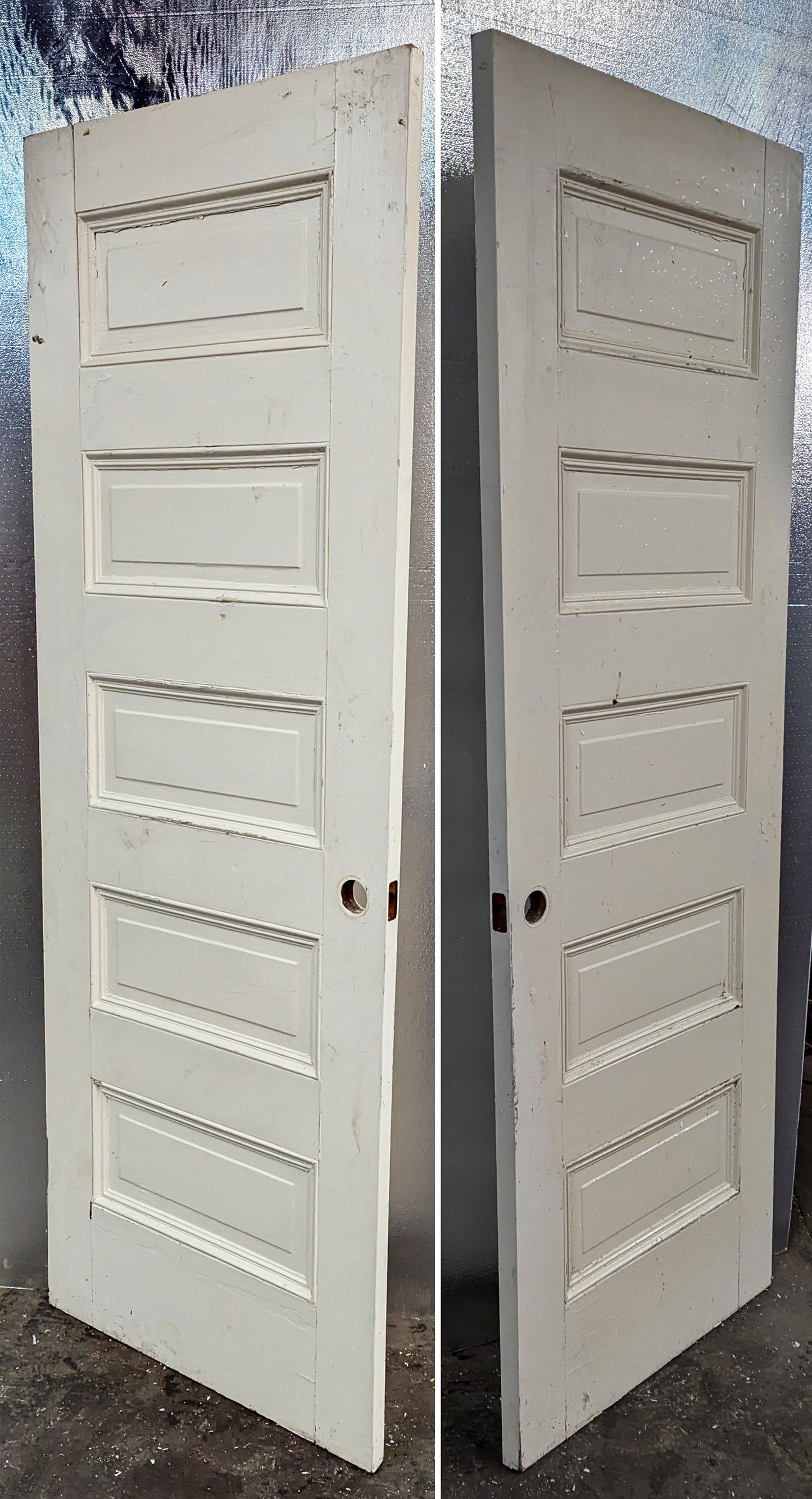2 available 30"x79" Antique Vintage Old Reclaimed Salvaged Interior SOLID Wood Wooden Room Doors 5 Raised Ladder Panels