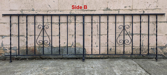 106"W Antique Vintage Old Salvaged Reclaimed Steel Wrought Iron Metal Handrail Porch Balcony Interior Exterior Garden Railing