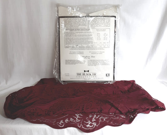 Vintage Black-Tie Collection Round Elegant Tablecloth Woven Nottingham Scranton Lace Co Perma Press Deep Burgundy 70” D- NOS-Made in USA