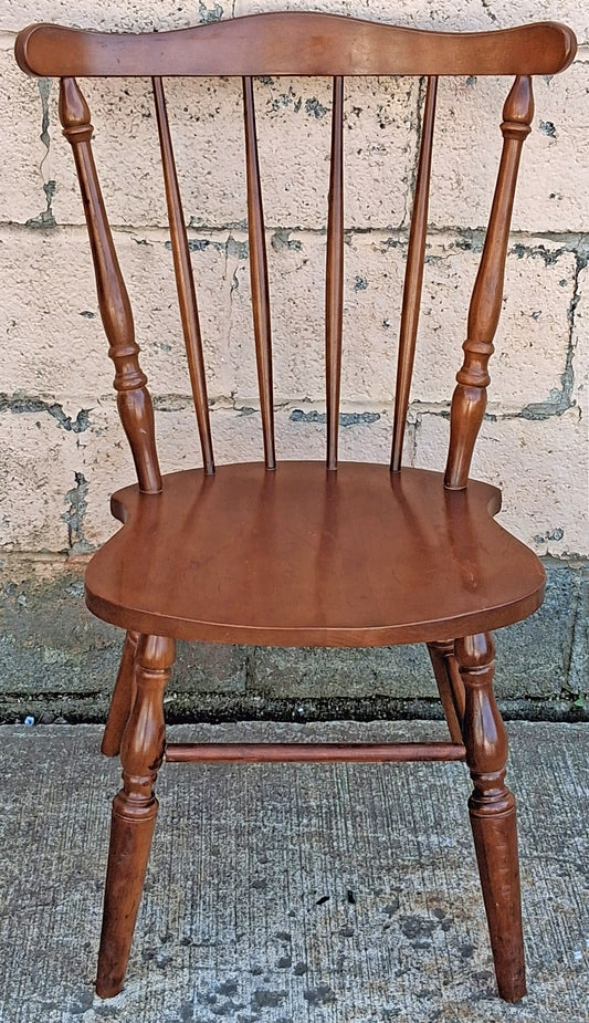 Antique Vintage Old Reclaimed Salvaged SOLID Maple Wood Wooden Side Dining Desk Windsor Chair Arched Spindle Back