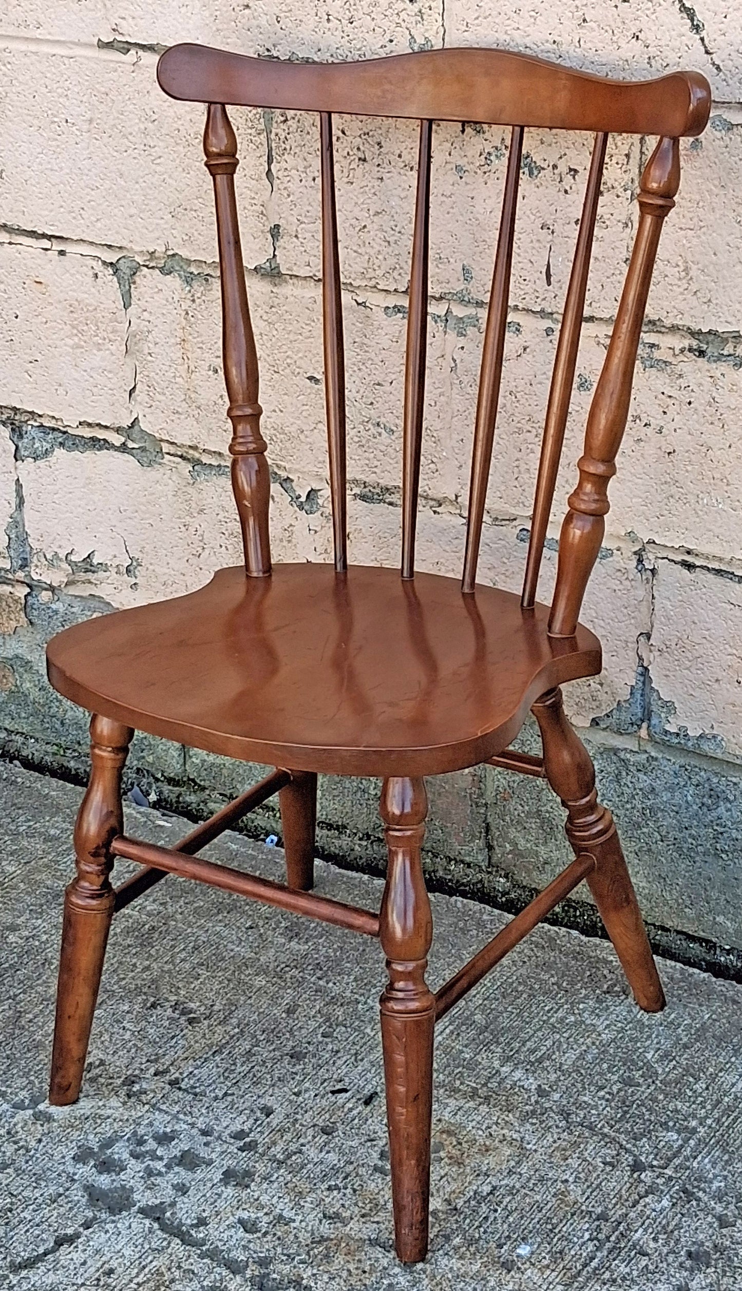 Antique Vintage Old Reclaimed Salvaged SOLID Maple Wood Wooden Side Dining Desk Windsor Chair Arched Spindle Back
