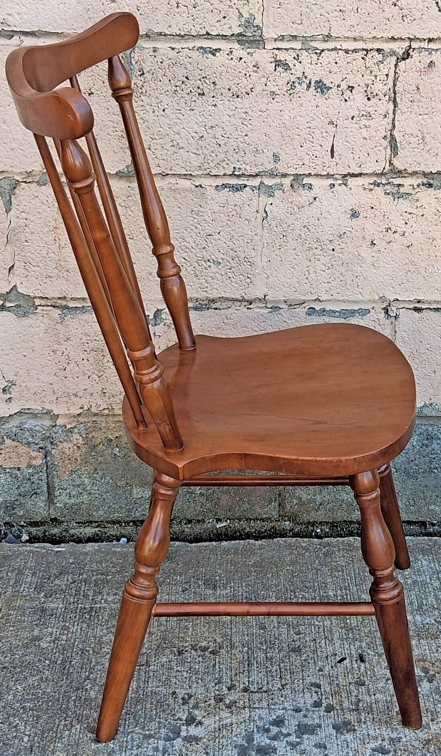 Antique Vintage Old Reclaimed Salvaged SOLID Maple Wood Wooden Side Dining Desk Windsor Chair Arched Spindle Back