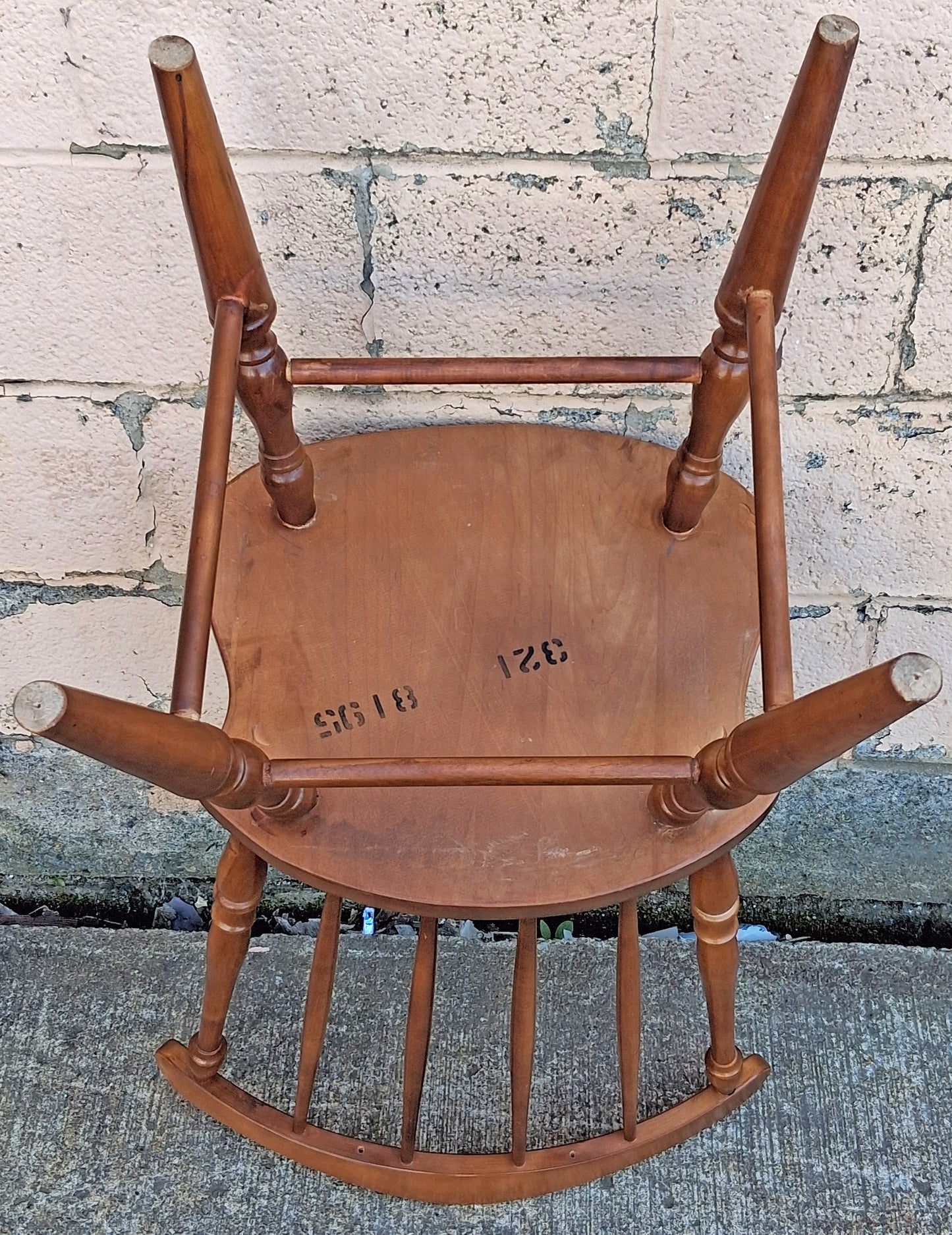 Antique Vintage Old Reclaimed Salvaged SOLID Maple Wood Wooden Side Dining Desk Windsor Chair Arched Spindle Back