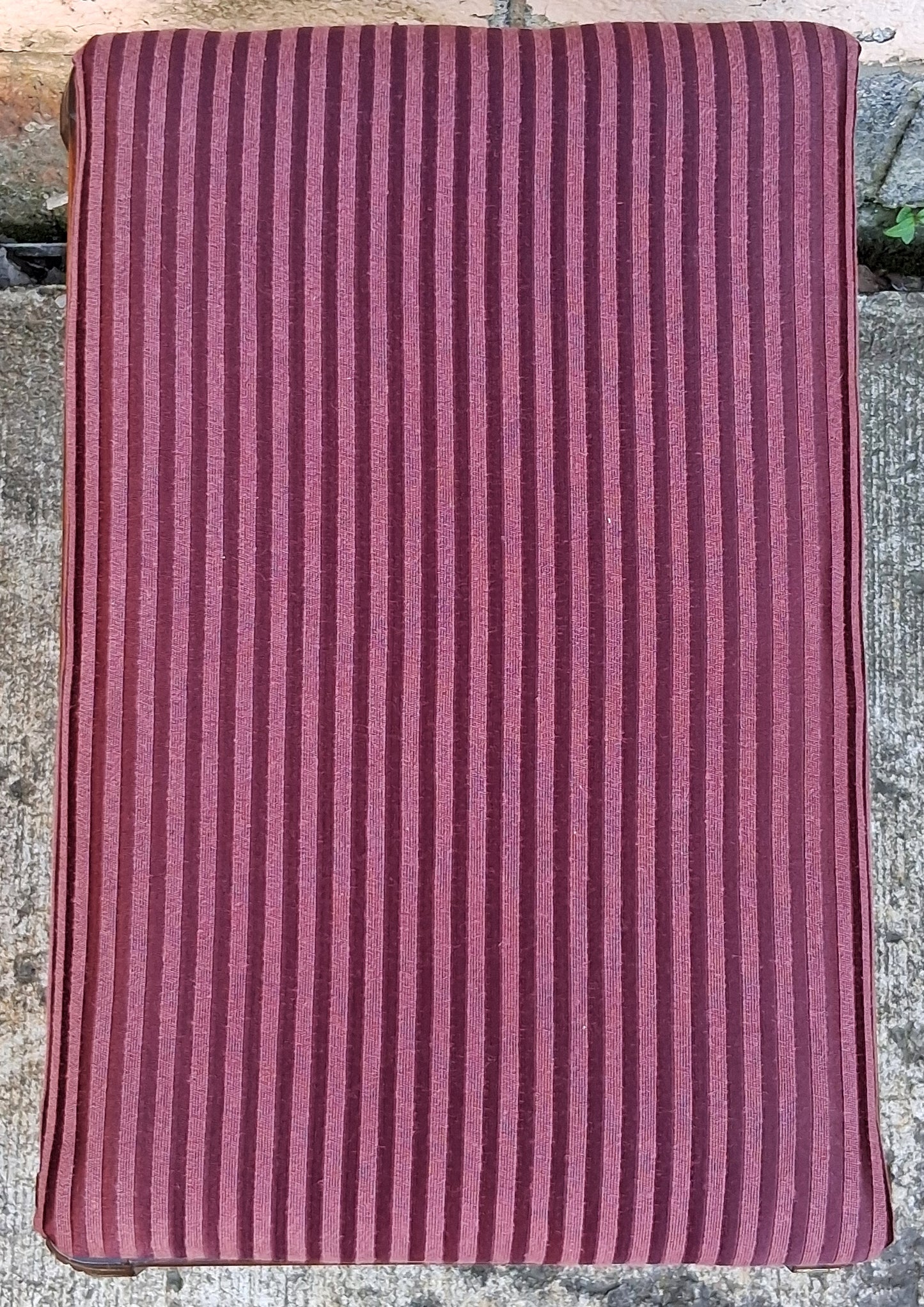 Antique Vintage Old Art Deco Style SOLID Wood Wooden Piano Kneeling Bench Foot Stool Ottoman Plant Stand Pink Purple Striped Fabric