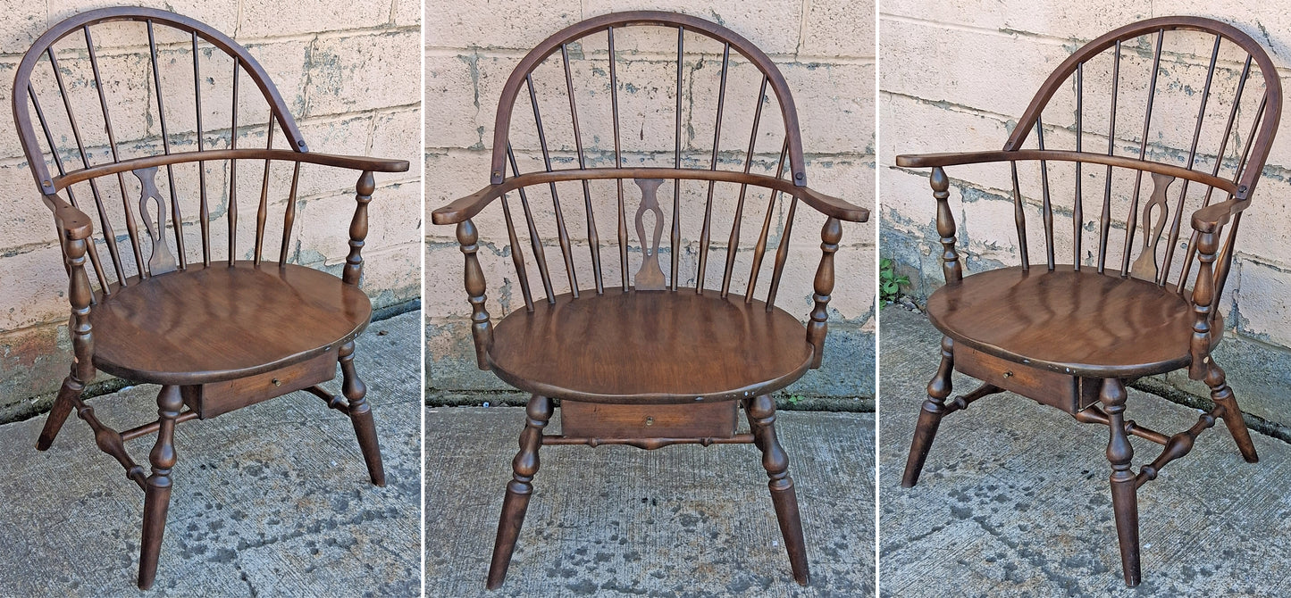 Antique Vintage Old Reclaimed Salvaged Hale SOLID Maple Wood Wooden Side Dining Accent Writing School Desk Windsor Chair Arched Spindle Back