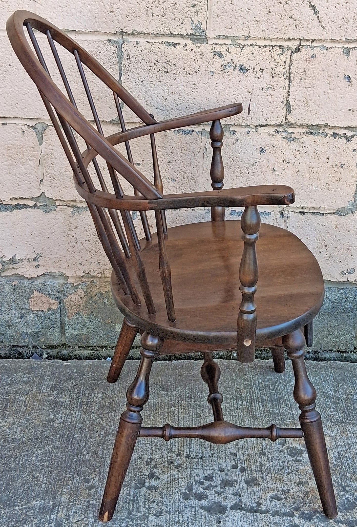 Antique Vintage Old Reclaimed Salvaged Hale SOLID Maple Wood Wooden Side Dining Accent Writing School Desk Windsor Chair Arched Spindle Back