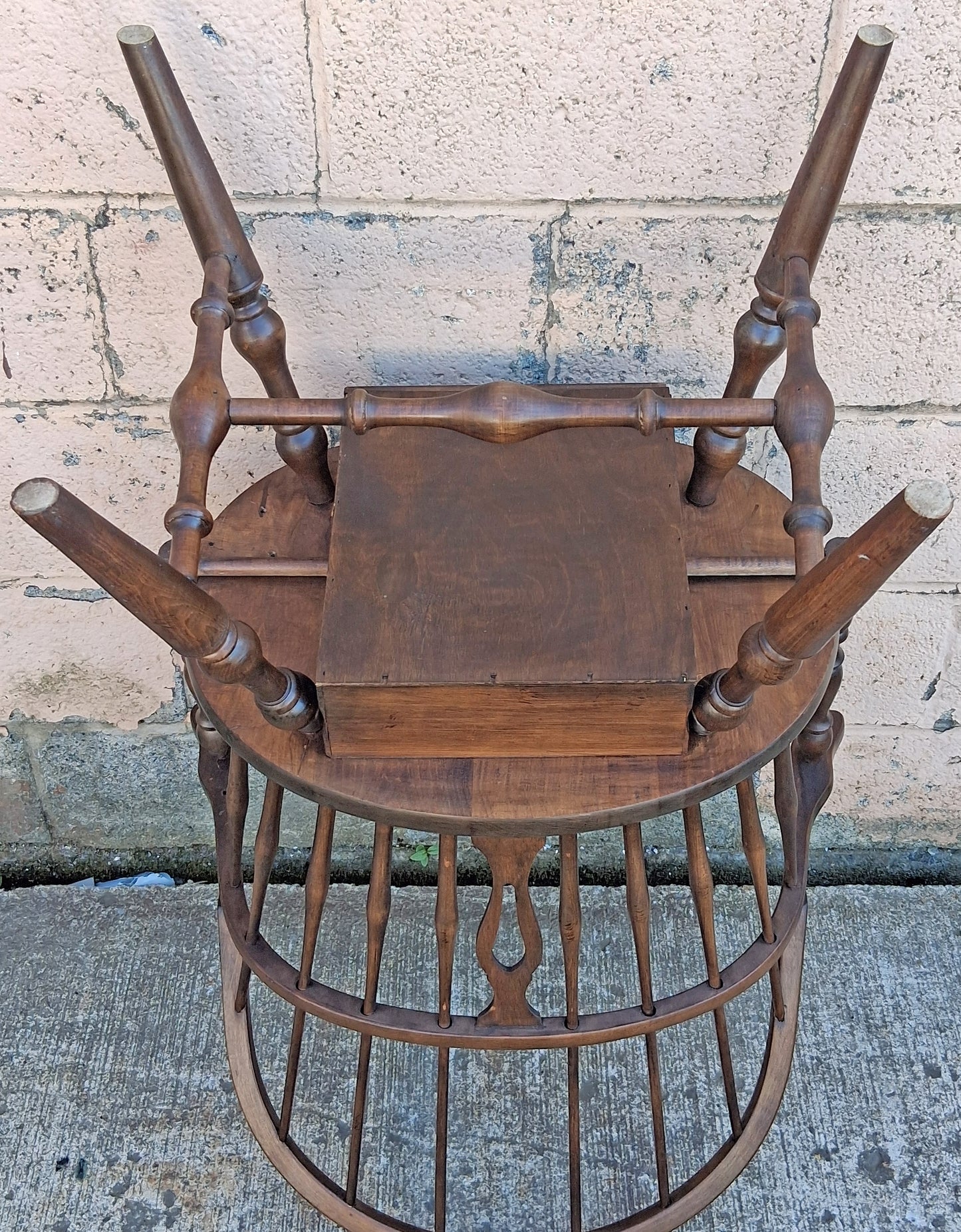 Antique Vintage Old Reclaimed Salvaged Hale SOLID Maple Wood Wooden Side Dining Accent Writing School Desk Windsor Chair Arched Spindle Back