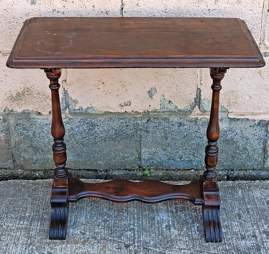 Antique Vintage Old Reclaimed Salvaged SOLID Carved Walnut Wood Wooden Neo-Classical Side End Hall Accent Foyer Sofa Lamp Table Stand