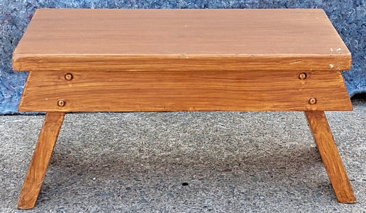 Small Vintage Antique Old Handcrafted Handmade Solid Wood Wooden Table Foot Step Stool Plant Stand Side Accent Chair Seat Garden Bench