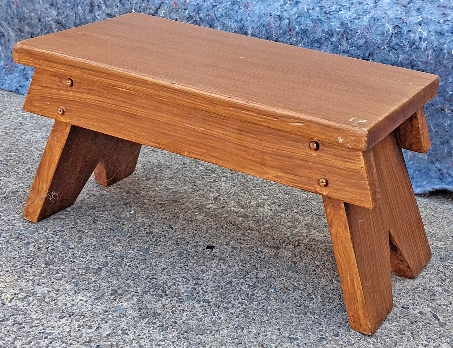 Small Vintage Antique Old Handcrafted Handmade Solid Wood Wooden Table Foot Step Stool Plant Stand Side Accent Chair Seat Garden Bench