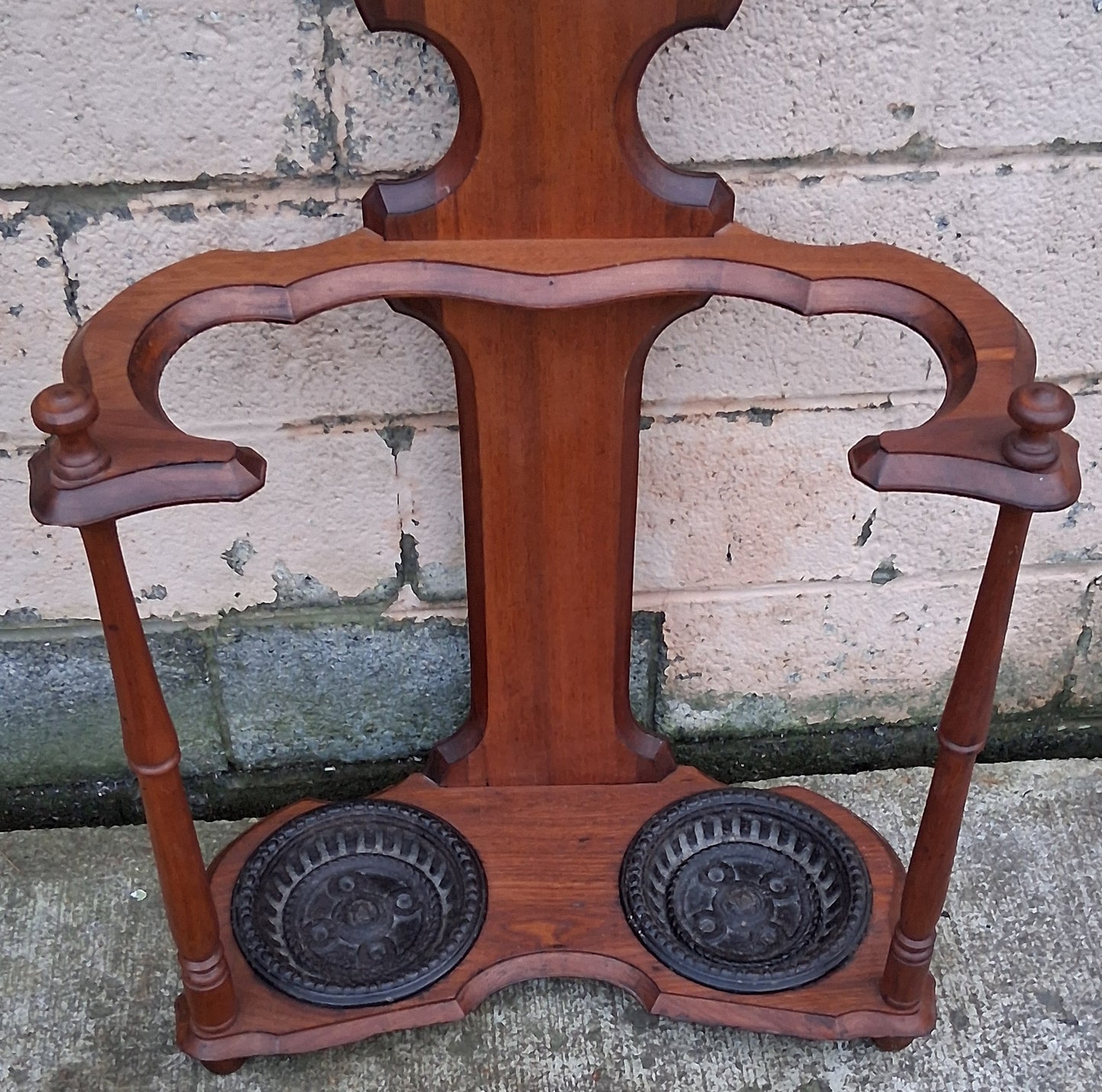 Antique Vintage Old Reclaimed Salvaged Victorian Eastlake SOLID Walnut Wood Wooden Hall Tree Coat Hanger Umbrella Stand Rack Hook Mirror